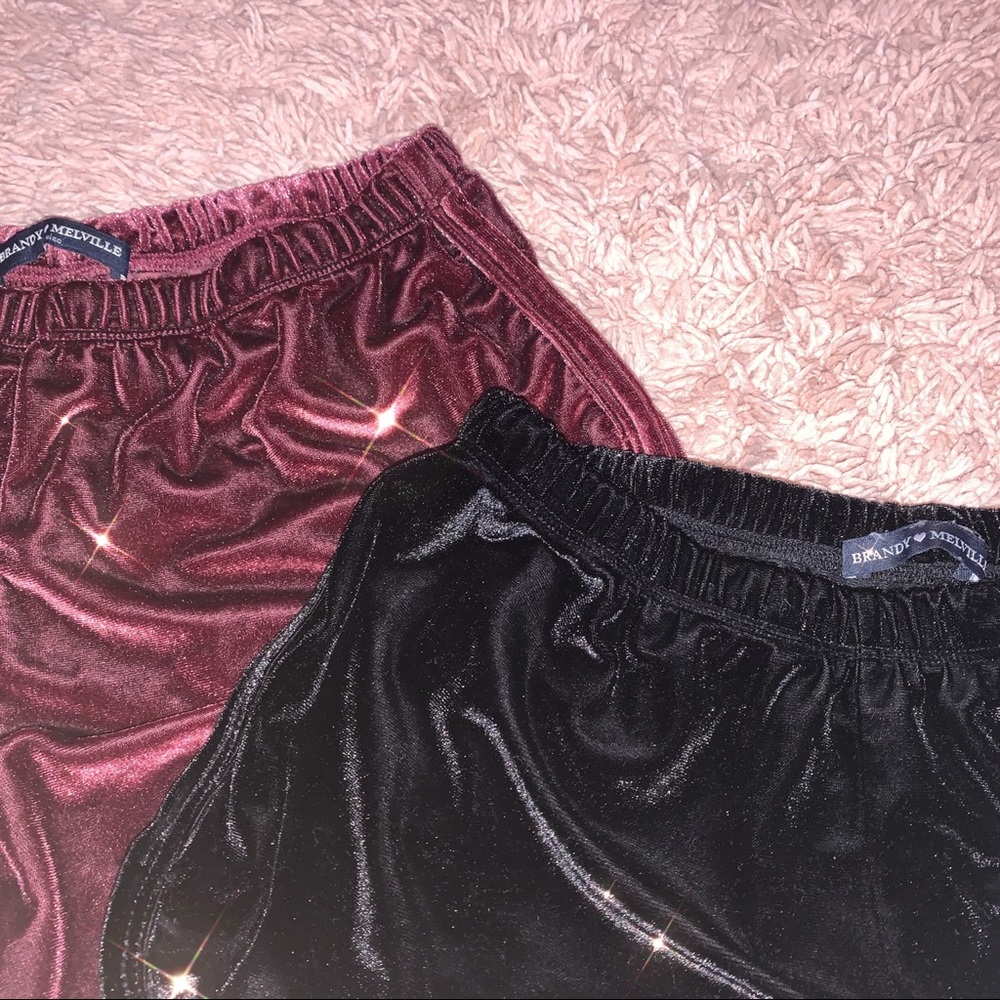 Brandy velvet shorts maroon and black in color